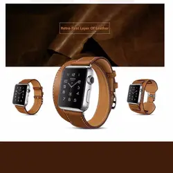 Хохлатая пояса из натуральной кожи ремешок для apple watch группа 42 мм/38 мм iwatch серии 3 2 1 повязки на запястья-браслеты Замена ремень