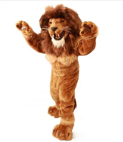 Friendly Lion Mascot Costume Adult Size Wild Animal Male Lion King