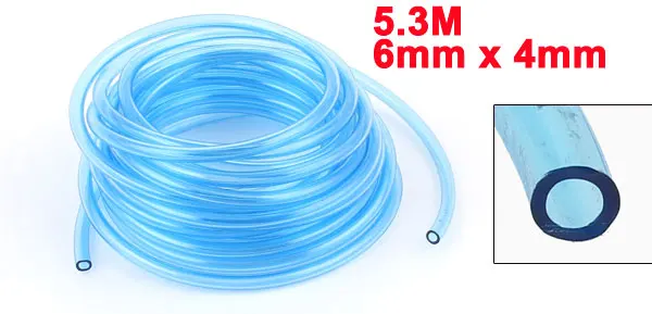 6mm x 4mm Air Pneumatic PU Hose Tube Pipe Clear Blue 5.3M Long