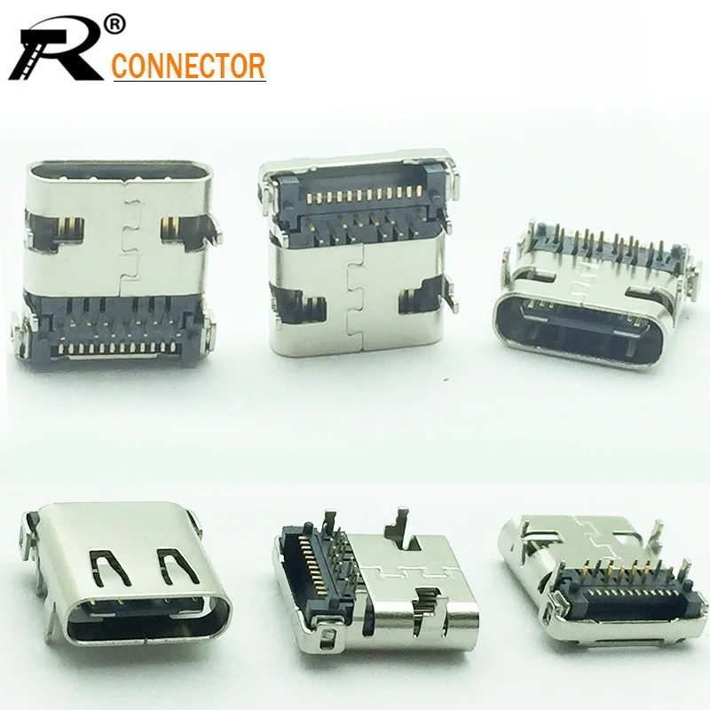 100 шт./лот USB 3,1 тип-c 24 контактный разъем микросхема PCB разъем для печатной платы дизайн DIY высокая сила тока Быстрая зарядка