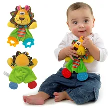 Baby Infant Cute Lion Plush Toy Comfort Towel with Sound Paper and Teether Dog Soft Appease Stuffed Toy Playmate Calm Doll