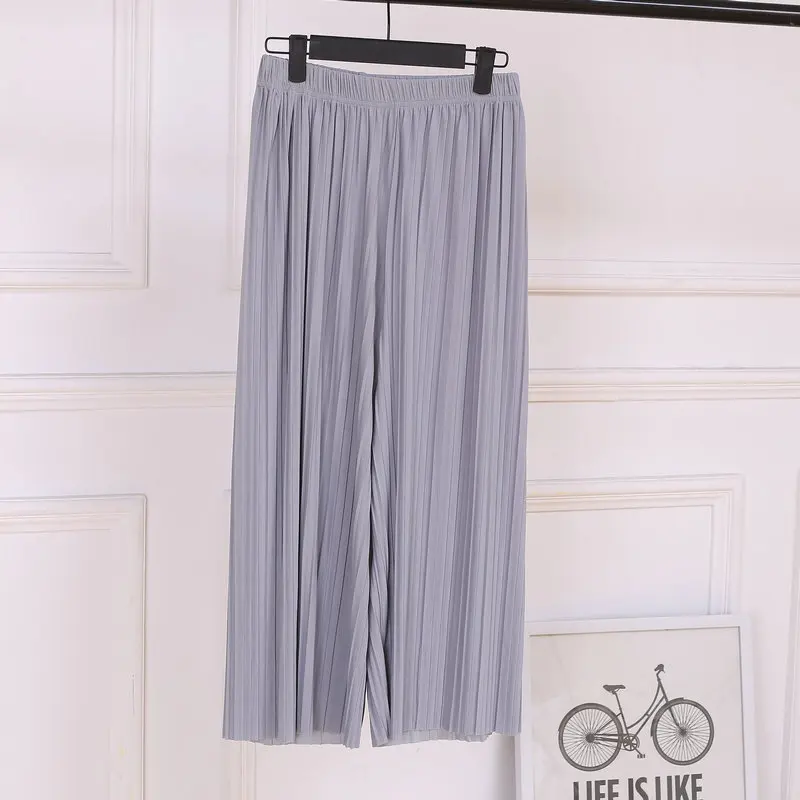 Summer Female Wrinkle High Waist Loose Thin Section Wide Range Chiffon Legs long Leg Pants Korean Pant Fashion Sexy Summer Female Wrinkle High Waist Loose Thin Section Wide Range Chiffon Legs long Leg Pants Korean Pant Fashion Sexy