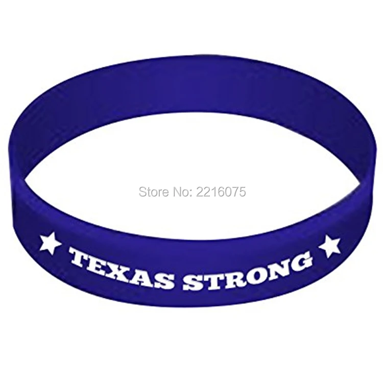 300pcs Texas Strong Silicone Wristband Rubber Bracelets Free Texas Strong Silicone Navy Blue Wristband With White Print