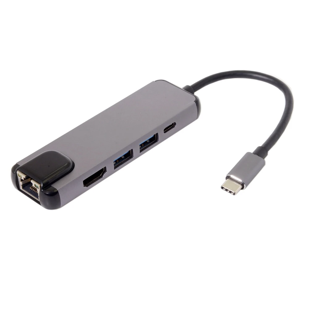 MLLSE Тип-C концентратор USB 5 в 1 HDMI Порты и разъёмы Gigabit Ethernet Порты и разъёмы Rj45 адаптер USB 3,0 концентратор VC0190