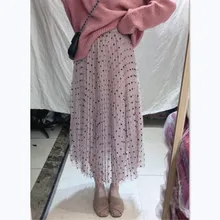 Весеннее Новое поступление сказочная бархатная юбка в горошек с двойным плетением Тюлевая юбка 5 цветов женские юбки