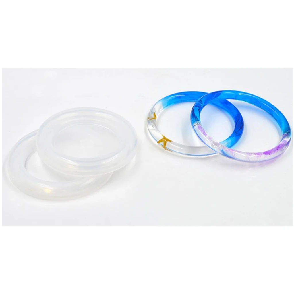 

2 Pieces DIY Clear Crystal Silicone Mold Mould Epoxy Bracelet Bangle Mold Resin Craft Jewelry Making Tools - 66mm 69mm Bangle