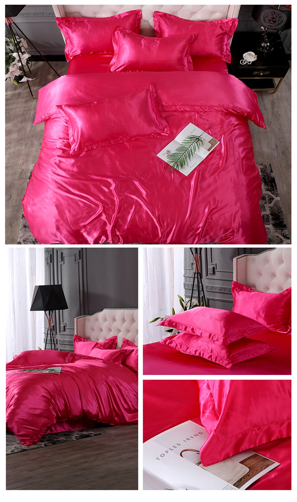 Sloodream красный комплект постельного белья атласное шелковое роскошное покрывало, простыня, наволочка, постельное белье, пододеяльник, набор постельного белья