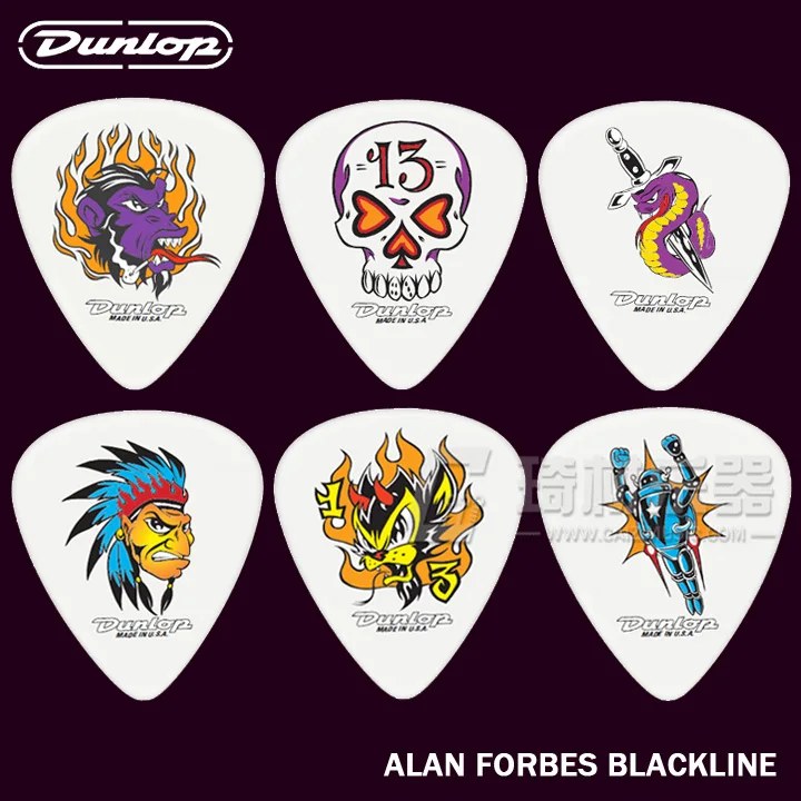 Dunlop Alan Forbes Blackline Гитары 6 выбирает набор 3 различных Измерительные приборы