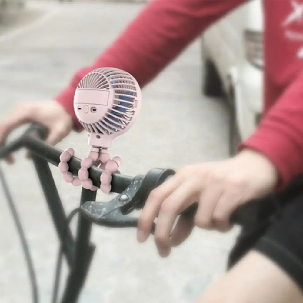 

Free shipping multi tools Handheld Small Fan With Octopus Holder USB Mini Fan Foldable Strong Wind for camping cycling fishing