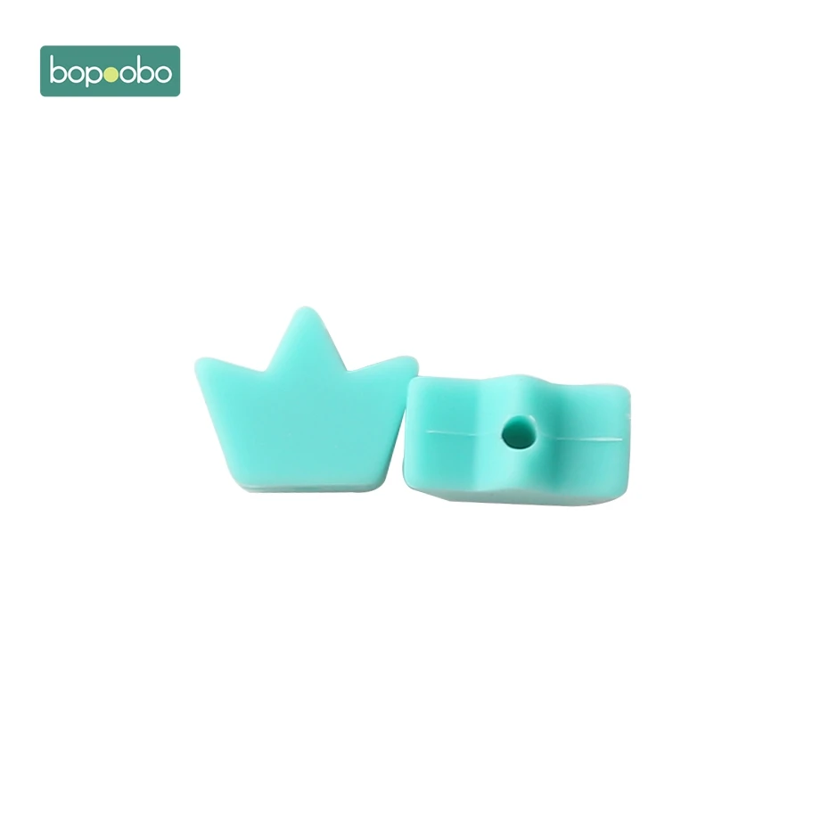 Bopoobo 10 шт. силиконовый Прорезыватель для зубов в форме травы, силиконовая мини-корона с жемчугом, подарки для ухода за ребенком, силиконовые бусины, Прорезыватель для зубов - Цвет: Turquoise Crown