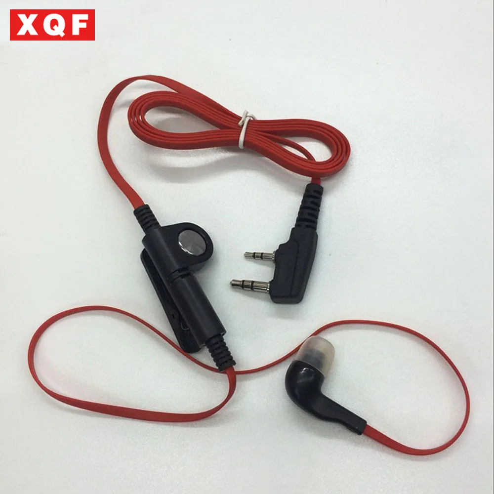 XQF Мода Красный цвет В Ухо Стиль гарнитура наушник 2 pin K разъем для baofeng kenwood puxing wouxun
