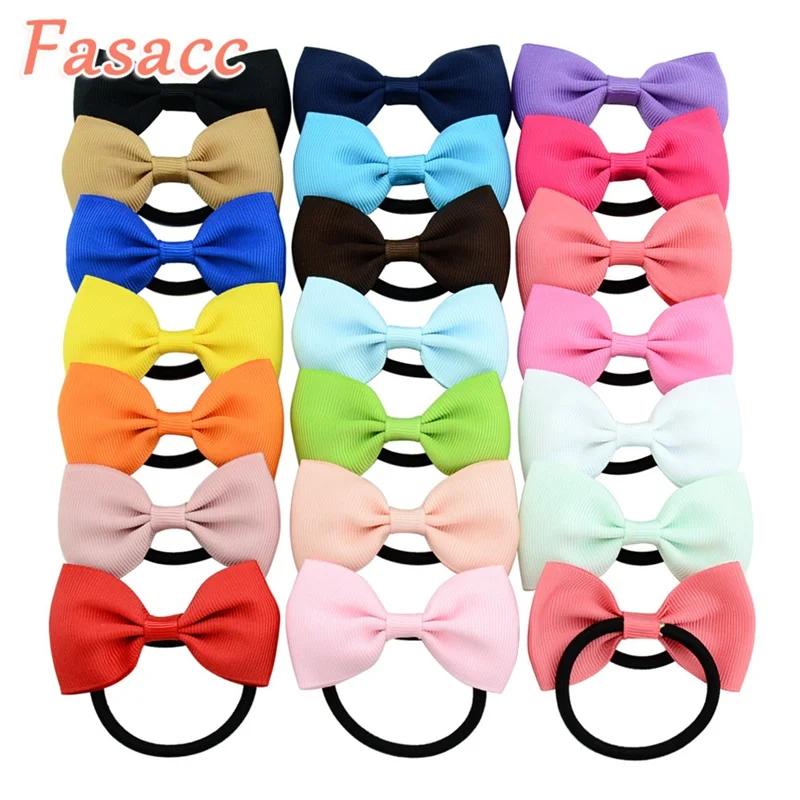 20pcs/lot FASACC Kids Hair Ties Elastic Ribbon Hair Bows Scrunchie Hair Band Rope Girls Hair Accessories A178