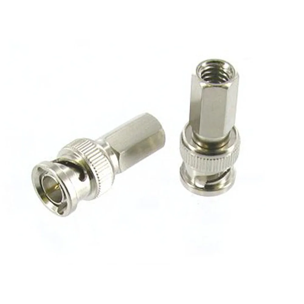 WSFS Hot Sale Twist On BNC Male Coax Connectors CCTV RG59 Pack of 10in