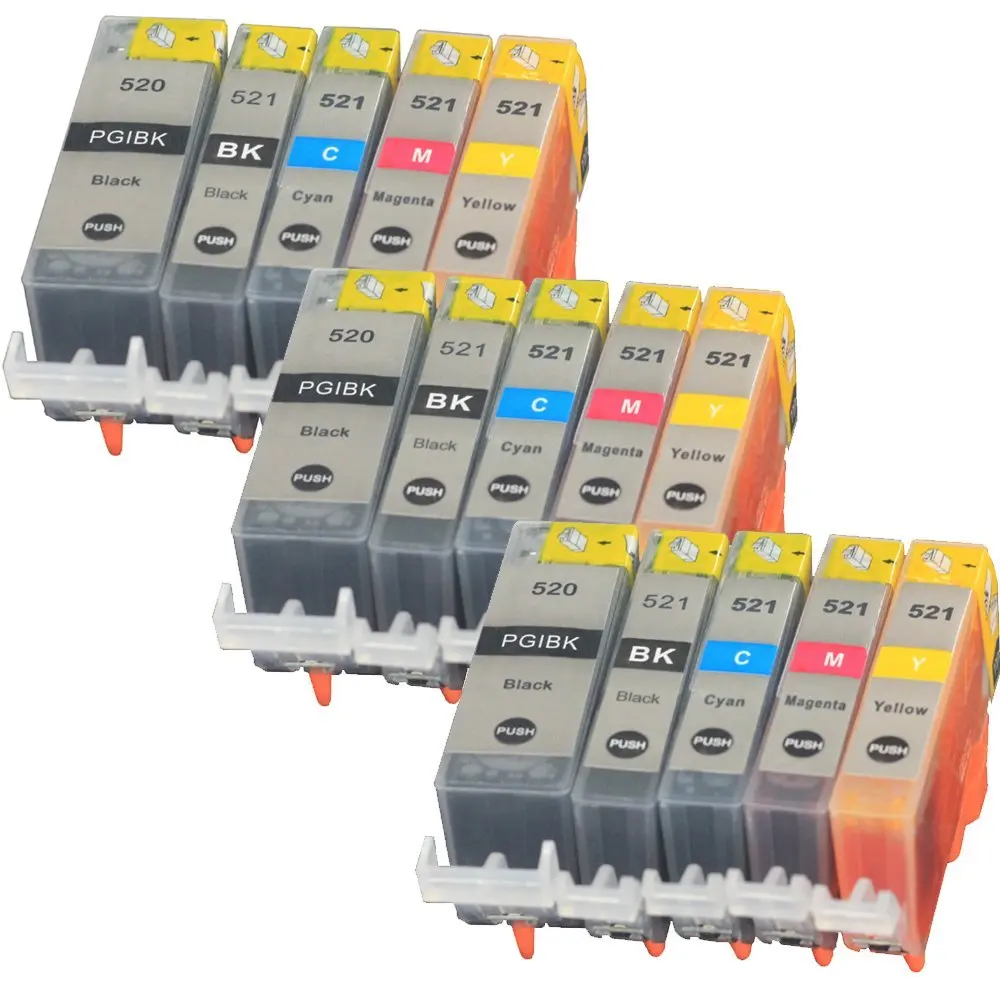 10x чернильные картриджи PGI 520 CLI 521 для Canon PIXMA iP3600 4600 4700 MP 540 550 560 620 630 640 980 MX860 принтер