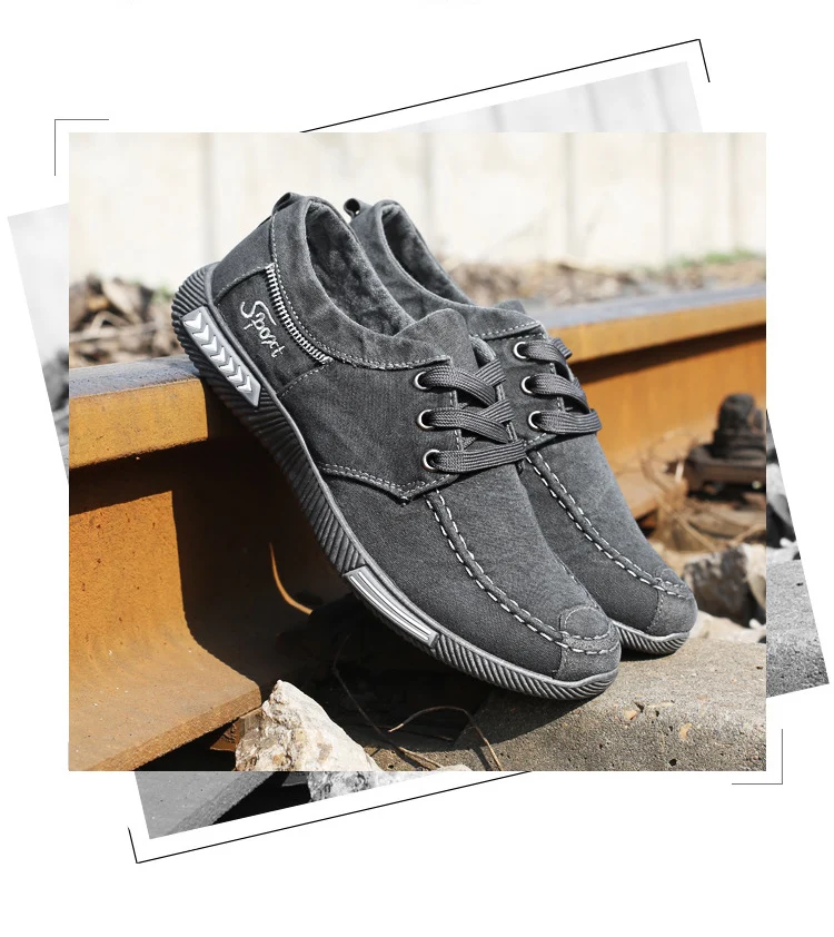 Canvas Men Shoes Denim Lace Up Men Casual Canvas Shoes New 2018