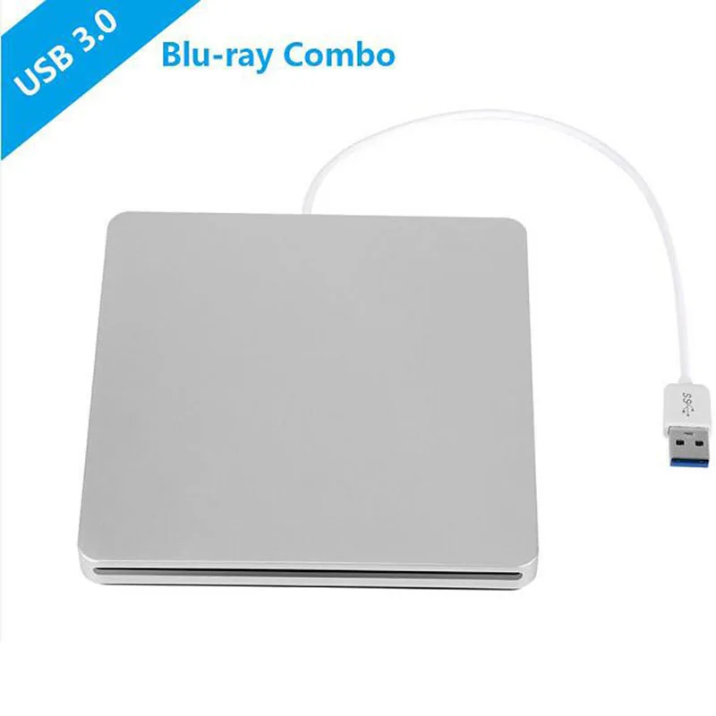 YiYaYo Bluray привод Внешний DVD RW горелка Писатель слот нагрузки 3D Blue-ray Combo USB 3,0 BD-ROM плеер для Macbook Pro Mac ноутбука - Цвет: Серебристый