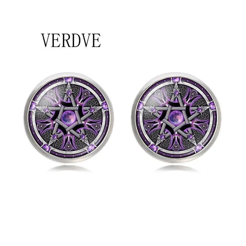

New Occult The Inverted Star Signs Inverted Pentagram Satanic Pentagram Satanic Star Symbols Glass Cabochon Shirt Cufflink