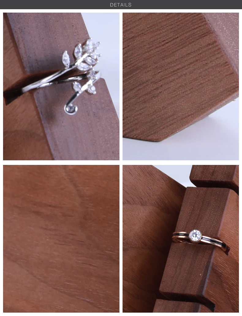 Новая мода коричневый твердый деревянный держатель кольца ювелирные изделия Дисплей Держатель Кольцо Витрина