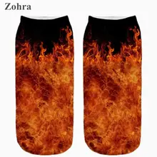 Hot sales flame Graphic 3D Full Print Women’s Men Girls Low Cut Ankle Socks high quality Cotton sock Hosiery Women’s Socks
