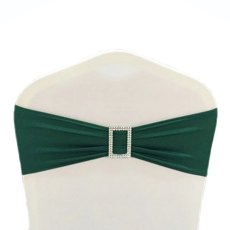

2016New100pcs White Shiny Spandex Lycra Chair Band with Rectangle Buckle,Single Layer Shiny Spandex Band&Sash for Wedding Event