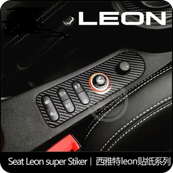 

The carbon fiber car stickers of the central button area for seat leon cupra car decal car accessories