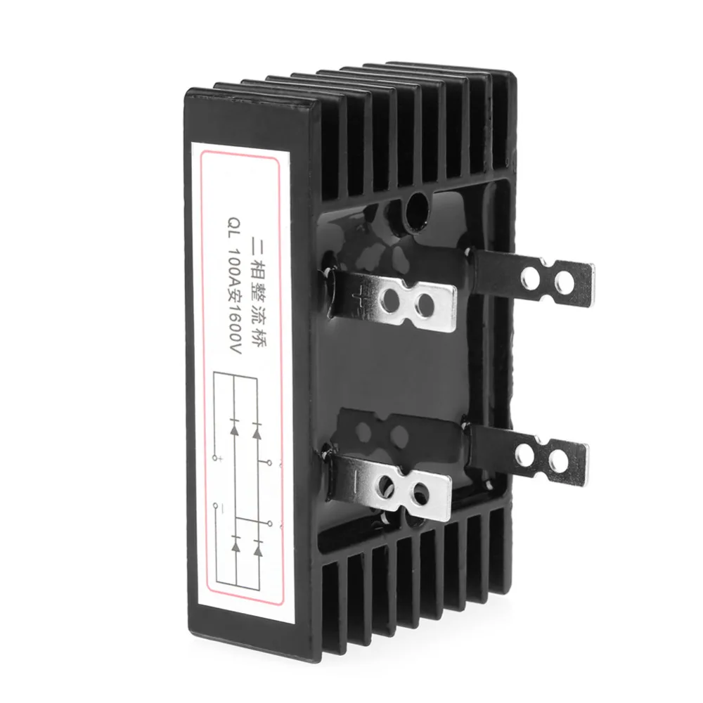 1 шт. 2-фазный 100A 1600V Напряжение высокое Мощность черный диодный мост выпрямителя