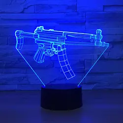 Творческий визуальный Usb 7 цветов изменить ночные огни акрил 3D Machine Gun моделирование настольная лампа Led дети Спальня прикроватной тумбочке