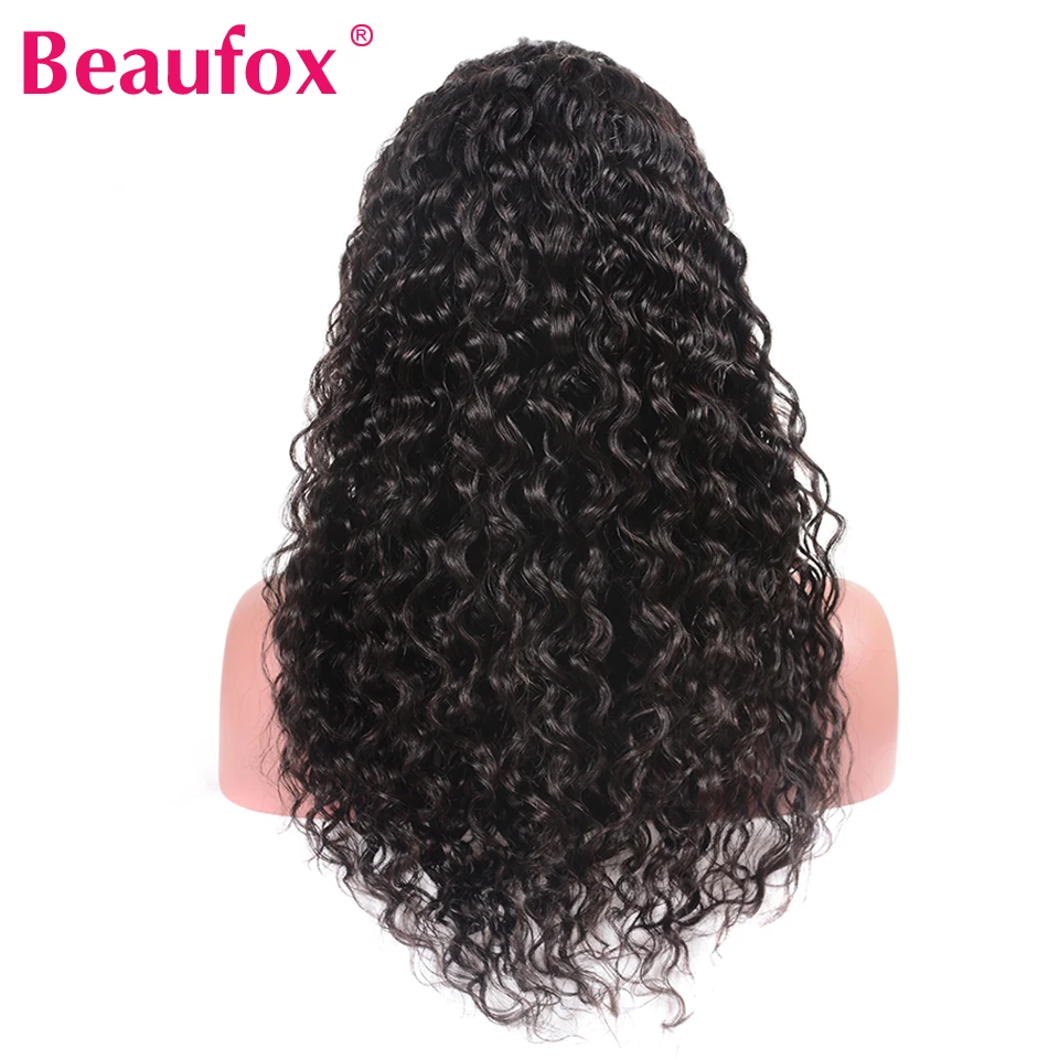 Beaufox 13x4 бразильская холодная завивка фронта шнурка человеческих волос парики для черных женщин Remy Предварительно сорванные человеческие волосы парики