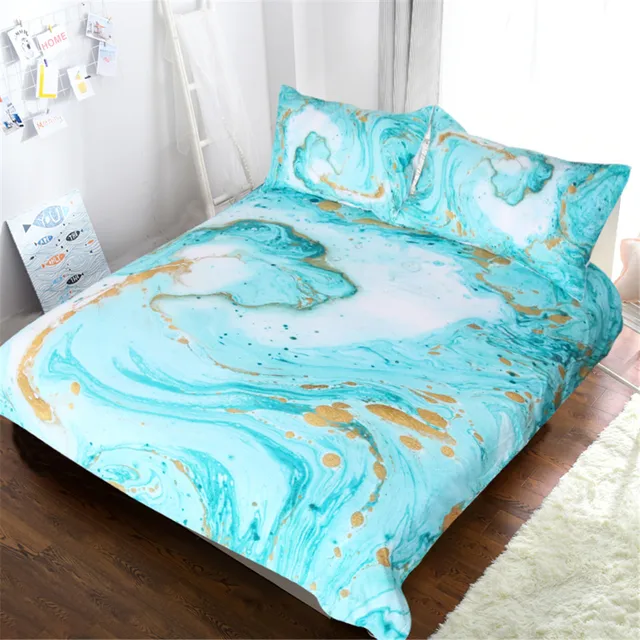 blessliving chic girly marble duvet cover mint gold glitter