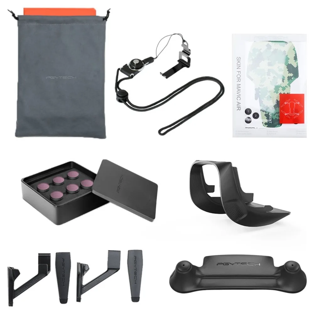

7kinds Heightened Landing Gear Riser+Landing Pad+Lens Hood+Filter+Sticker+Control Stick Protector+Clasp for DJI Mavic Air Combo
