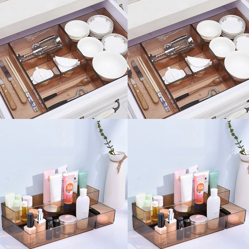 

Plastic Drawer Divider Organizer Box For DIY Kitchen Wardrobe Makeup Storage Container Tableware Adjustable Clapboard Pen Case