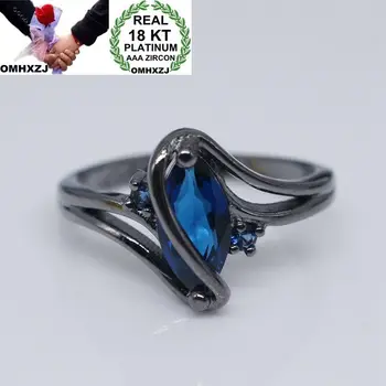 

OMHXZJ Wholesale European Fashion Woman Man Party Wedding Gift Horse Eye 4 Colors Amethyst AAA Zircon 18KT Black Gold Ring RR814