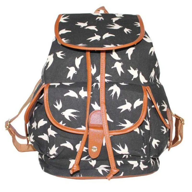 

Fashion Women Swallow Owl Fox Geometric Print Canvas Backpack Student Girl School Bags Casual Travel Bags High Quality Rucksack
