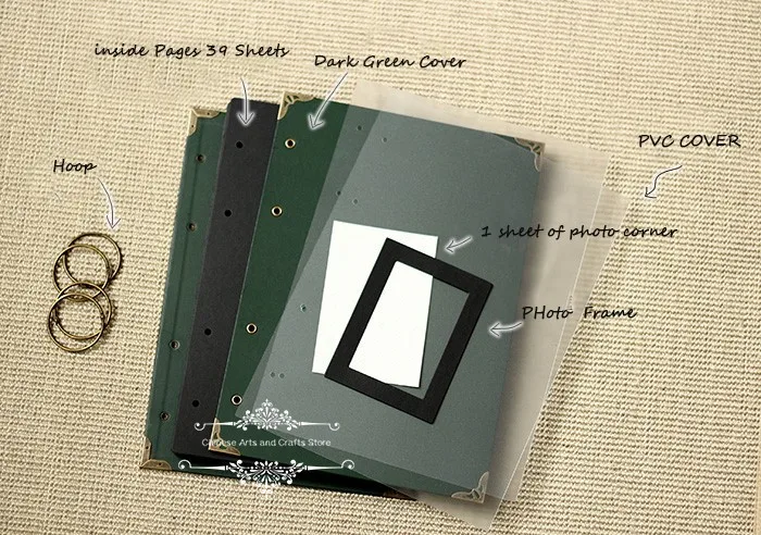36*26 см 76P большой темно-зеленый горизонтальный и вертикальный фотоальбом DIY для картона для скрапбукинга фоторамки 300-400 листов