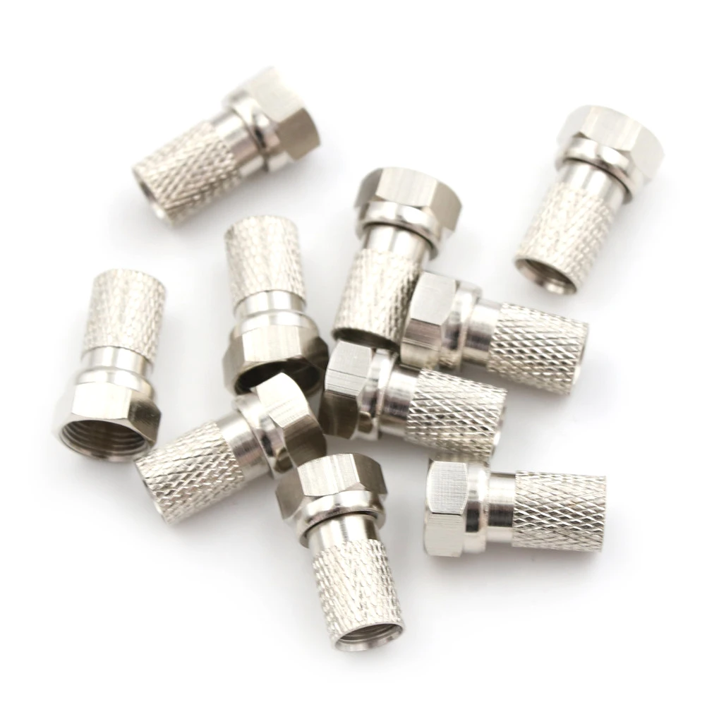 

10Pcs Aluminium Alloy F Plug Connector RG6 Satellite Sky Virgin TV Aerial Cable Screw Twist Coax RG6 F Plugs