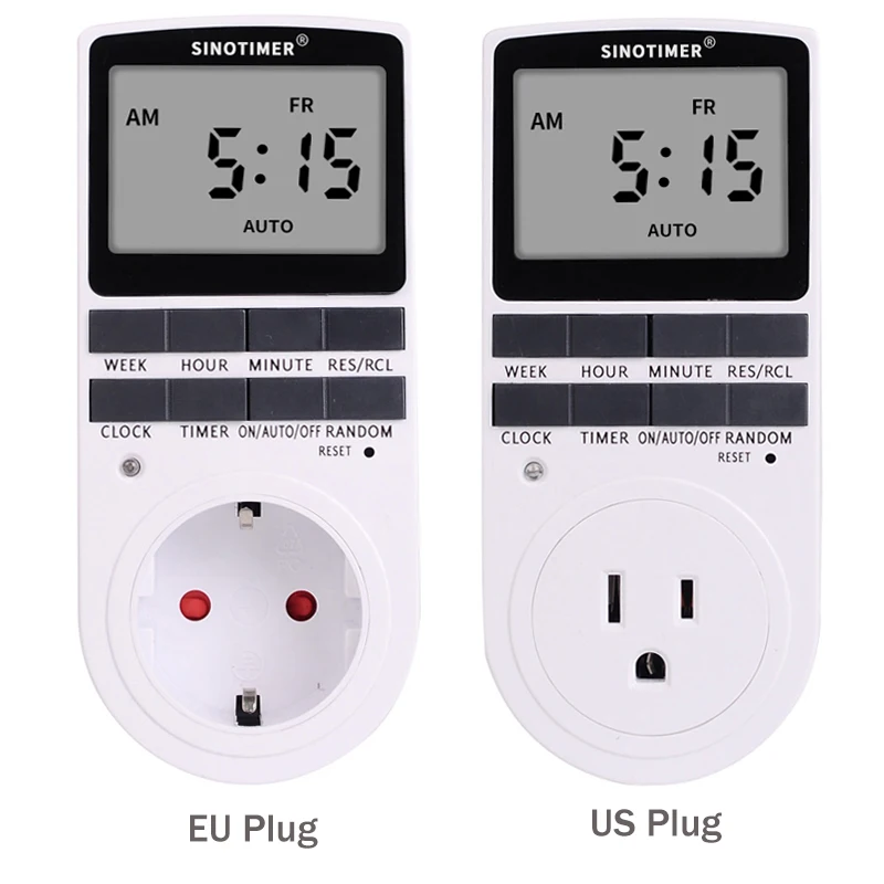TM515 розетка с таймером, время на выходе, часы 220 В 110 В AC, EU, US, цифровая розетка, таймер, еженедельная программируемая розетка, таймер