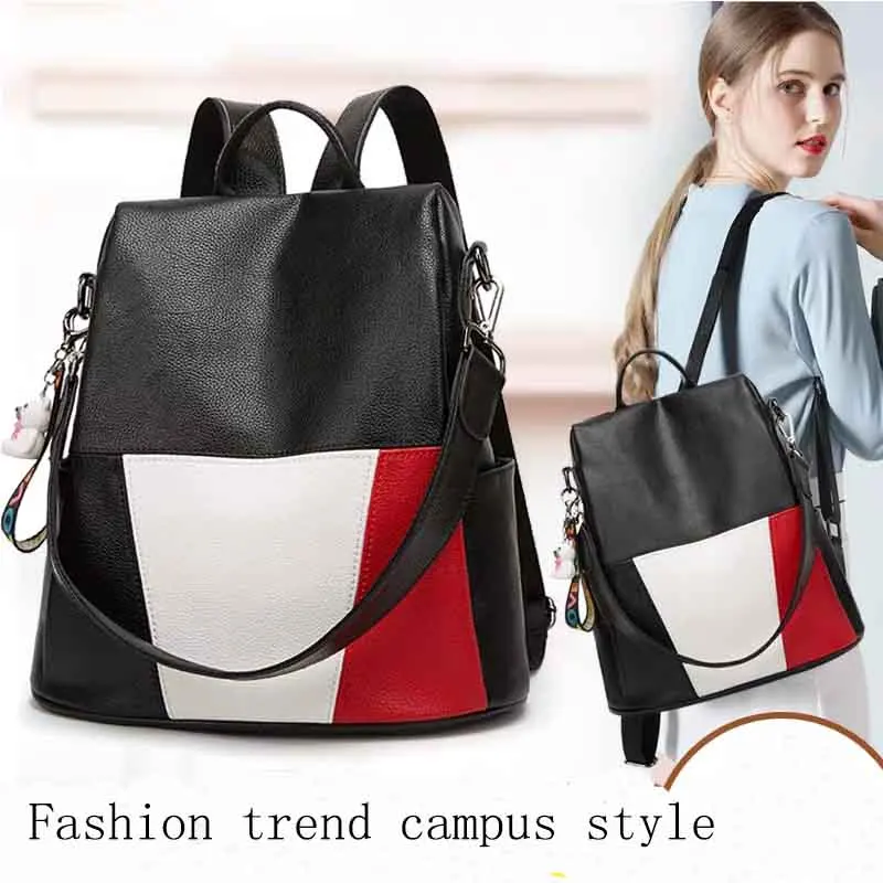 

JUILE wild backpack womens bag PU multi-function backpack casual anti-theft backpack teenager campus girl bag student backpack