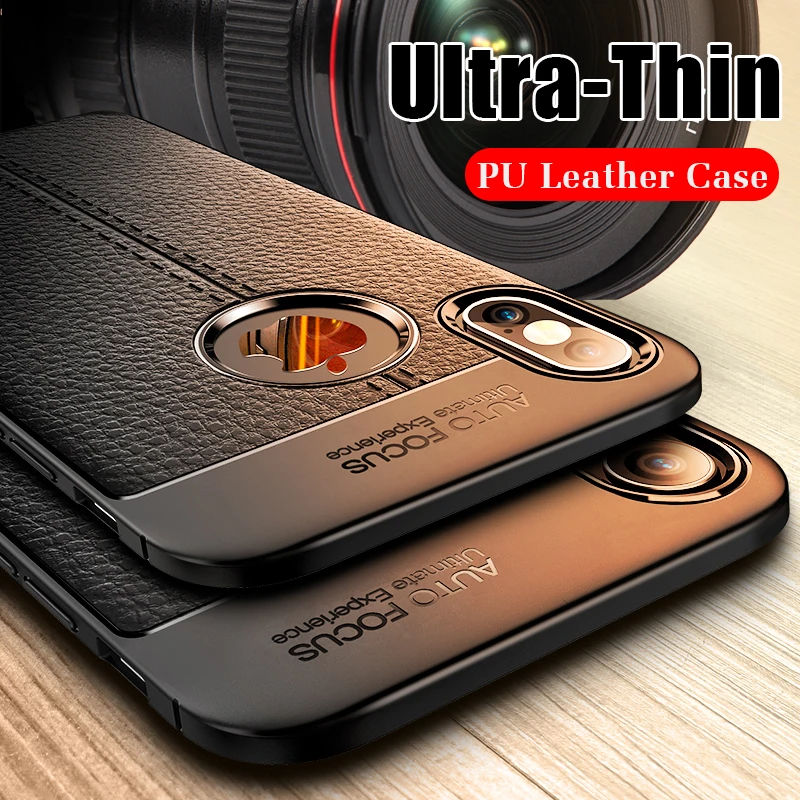 Luxury Litchi Leather Phone Cases For iPhone 6S 6 7 8 Plus XS Max Cover Skin Soft TPU Silicone Case XR X 5 5s Shell |