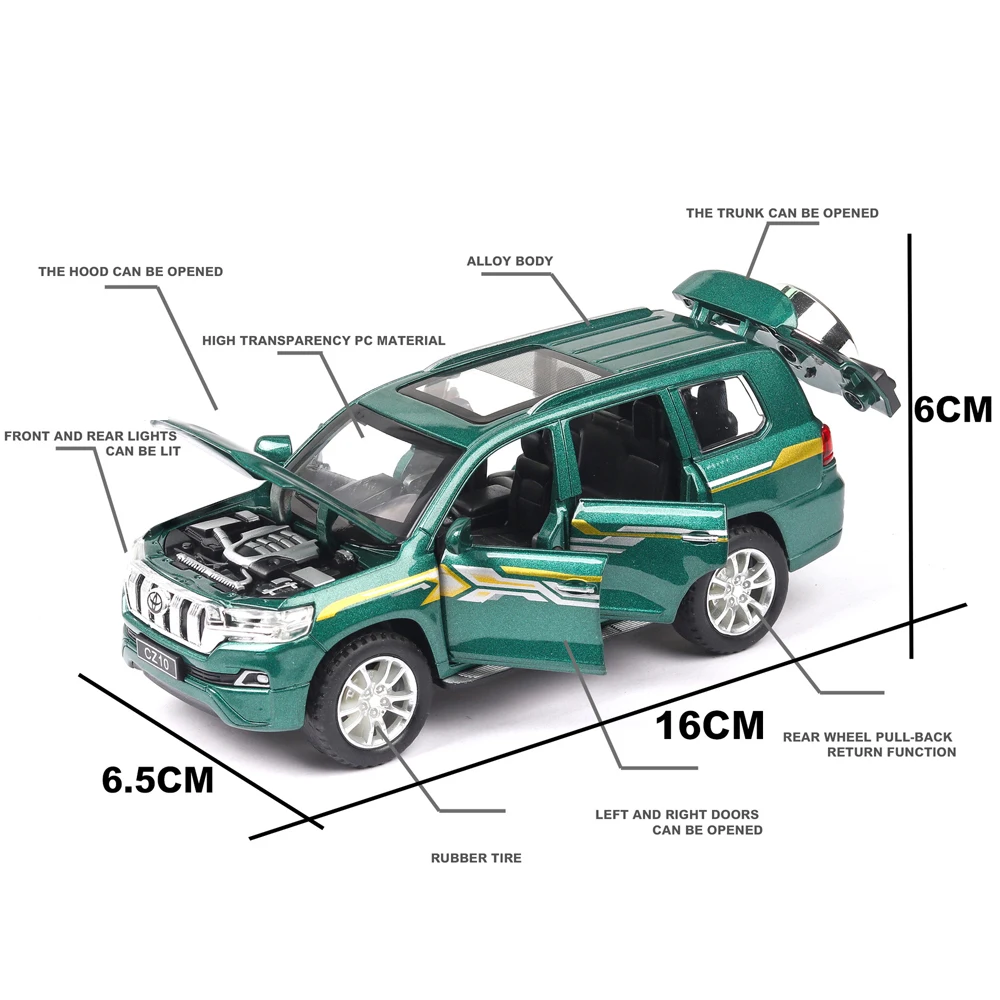 1:24 Prado музыкальная с подсветкой машина Diecasts игрушечный транспорт горячая модель колеса автомобиля с машиной Горячая дверь колеса можно открыть игрушку