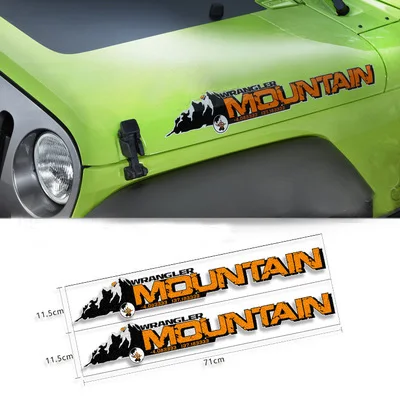 2 шт. наклейки JDM Спорт капот двигателя крыло боковые буквы персонажа автомобиля стикеры и наклейка винил для Jeep Wrangler Unlimited TJ JK - Название цвета: Mountain