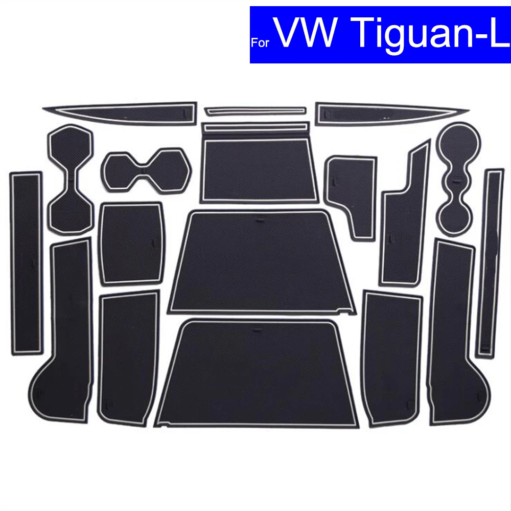 

Car Door Gate Slot Mats Carpets Position Cup Holder Pads For Volkswagen VW Tiguan L 2017 Door Groove Mat Free Shipping