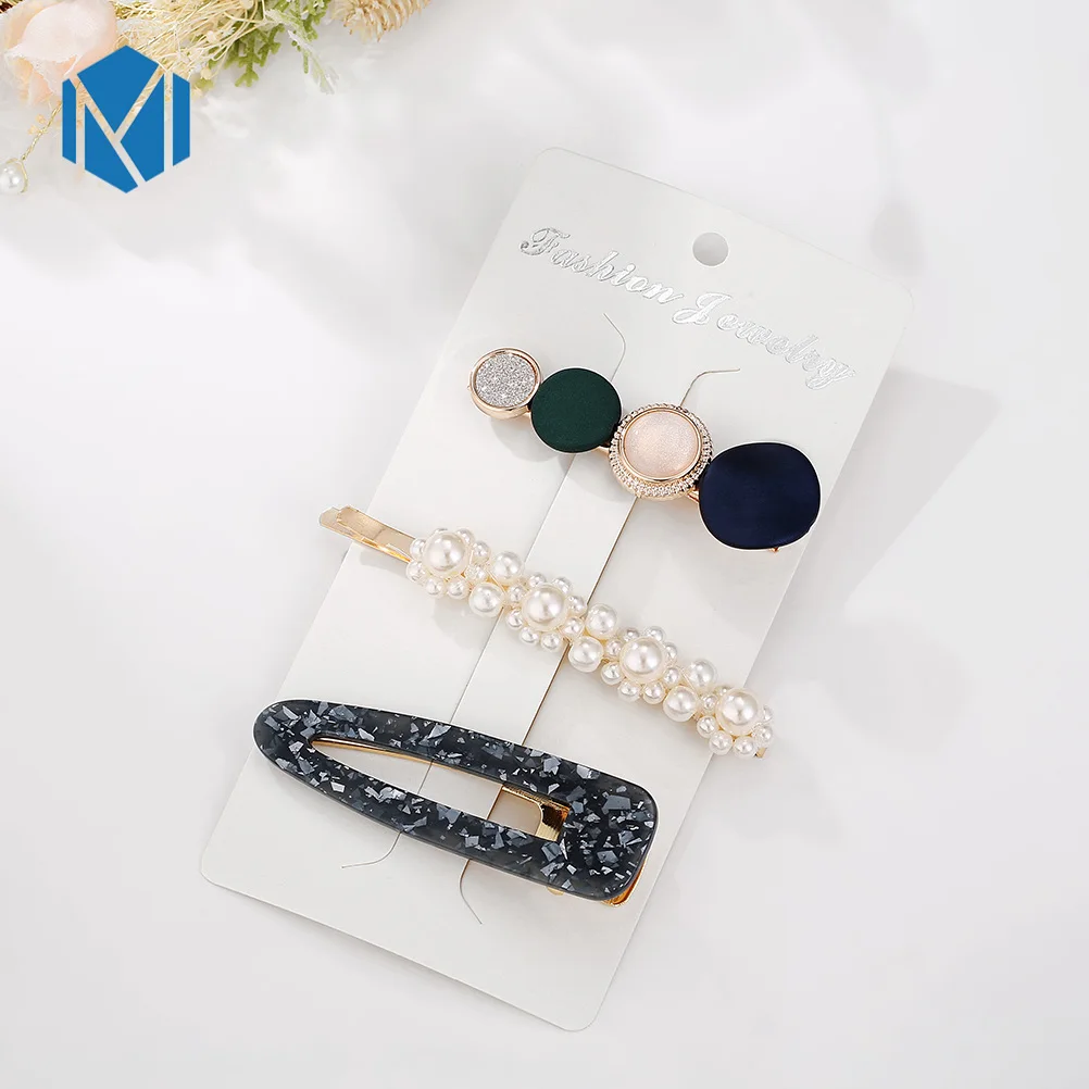three pieces B Модные заколки для волос для женщин, модные милые заколки для девочек, простые заколки в Корейском стиле, сплав, ВВ, ручная работа, INS, аксессуары для волос - Цвет: three pieces B
