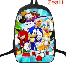 16-дюймовый шпилька рюкзаки с персонажами мультфильмов для детей Для мальчиков и девочек Марио Sonic зубная щётка бум книжная сумка рюкзак для учеников начальной школы; школьная сумка Mochila
