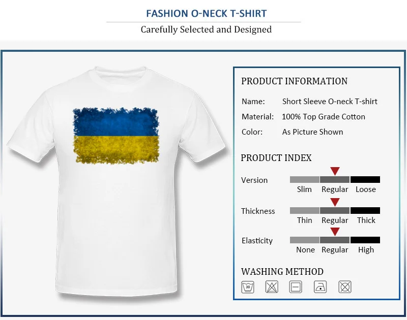 Design Cotton Fabric Top T-shirts for Male Short Sleeve Cool Tops Shirt Coupons April FOOL DAY Round Collar Tee-Shirts Leisure Flag of Ukraine in vintage retro style