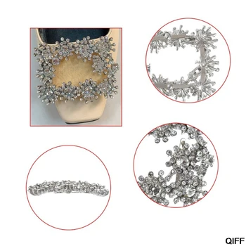 

Simple Women Shoes Flower Rhinestone Square Shoe Buckle Charm Lady High Heel Accessories