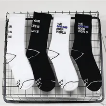 New Men's Lady's combed cotton school socks causal long crew skateboard socks cool funny hip hop socks letter words sokken