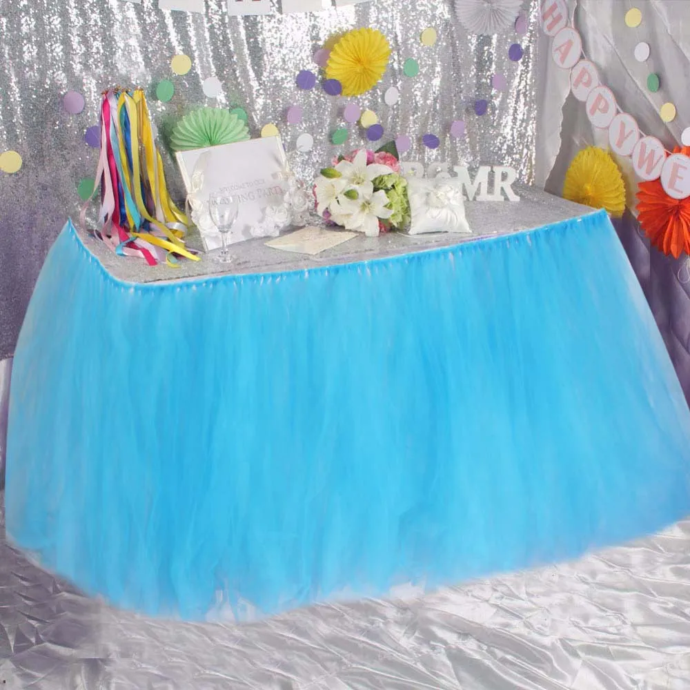

Nicro Tutu Tulle Table Skirt Tableware Cloth Wedding Baby Shower Birthday Party Decoration Home Decor Table Skirting #Tul03