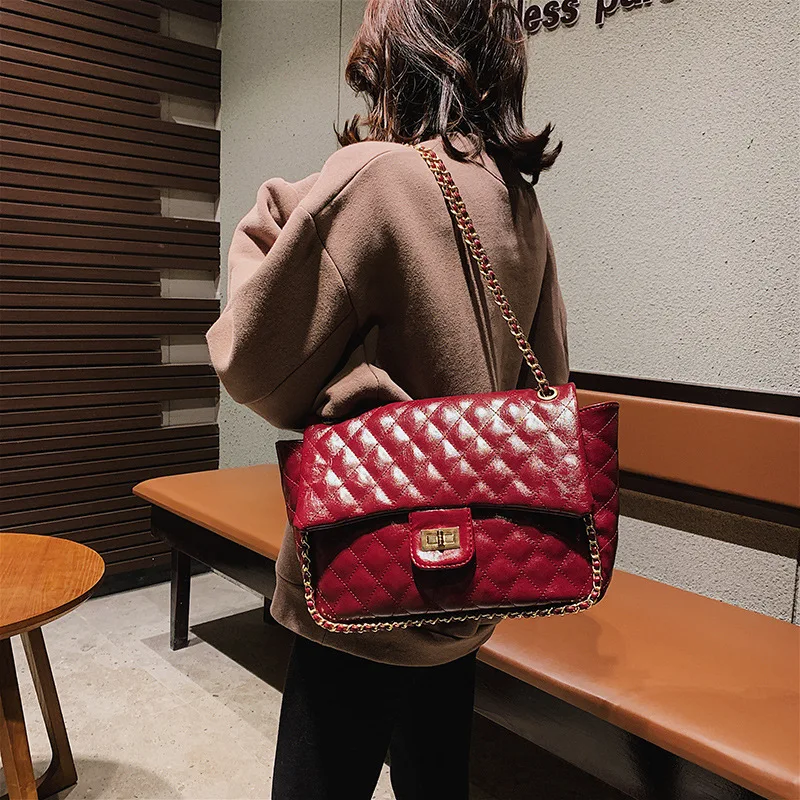 

Luxury designer shoulder bags Quality PU leather Women's Totes Diamond Lattice Ladies Crossbody bag Fashion Chain Messenger bag