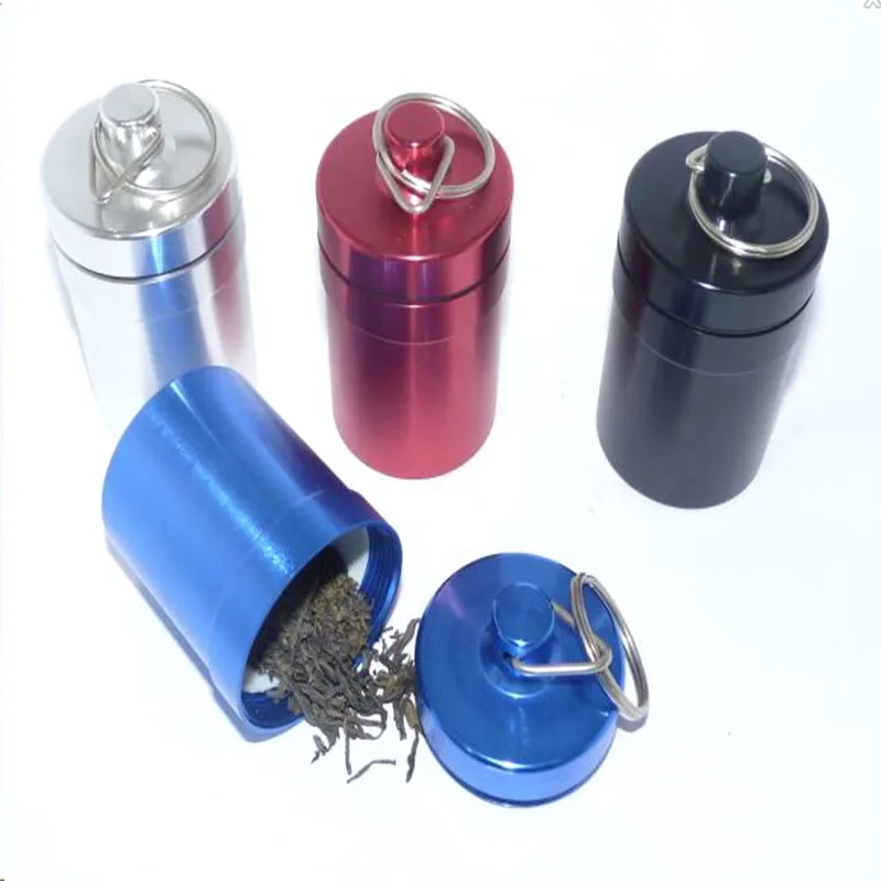 

1pc Aluminum Waterproof Key Chain Storage Box Hidden Secret Pill Box Stash for kitchen Storage Organizer Tea Pipe Tobacco
