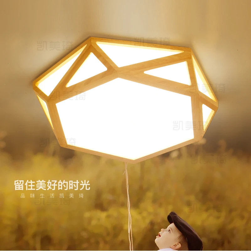 

Polygonal wooden ceiling lamp wooden for living room AC 90-260V led bar office ceiling lighting fixture home